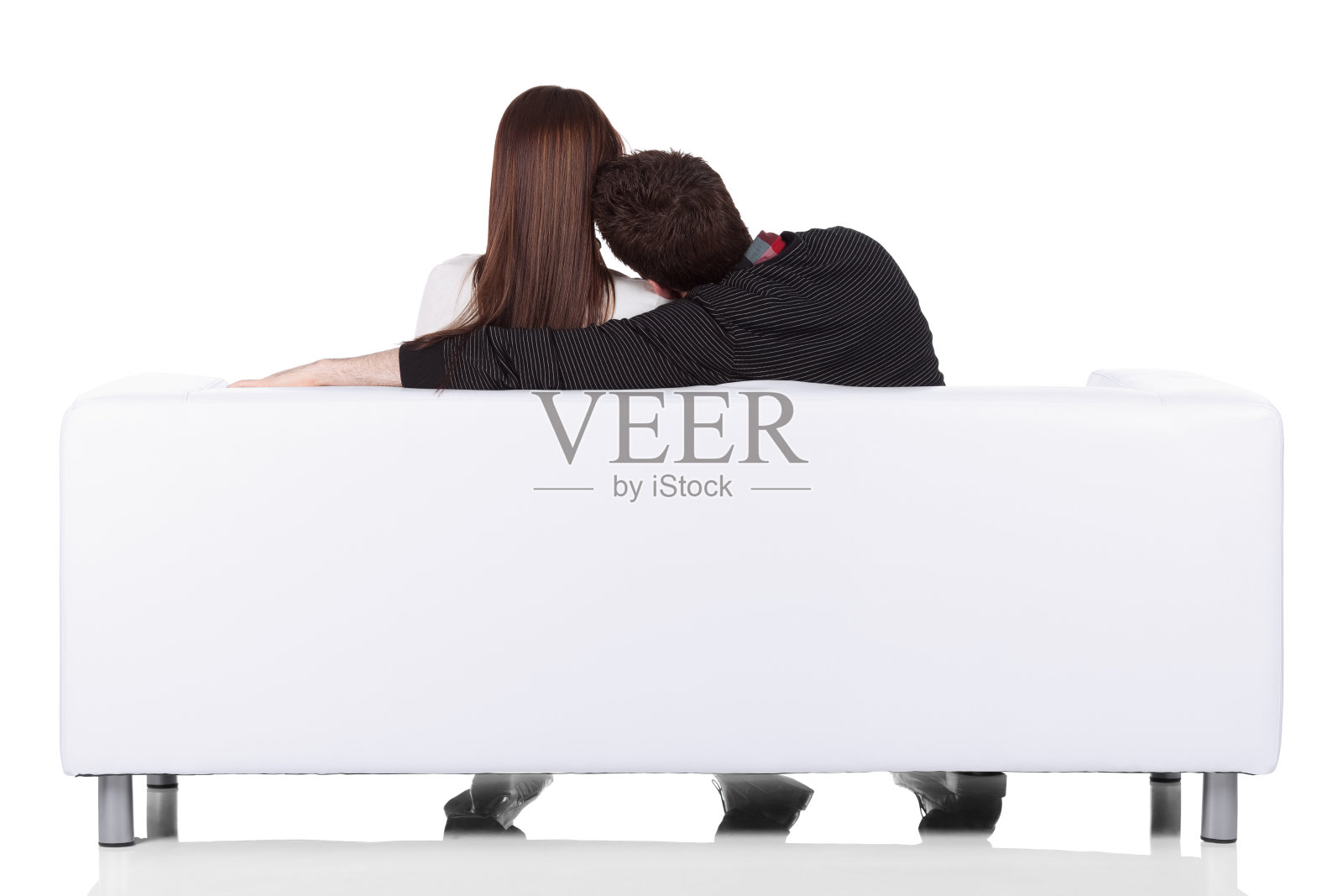 一对夫妇坐在沙发上的后视图照片摄影图片