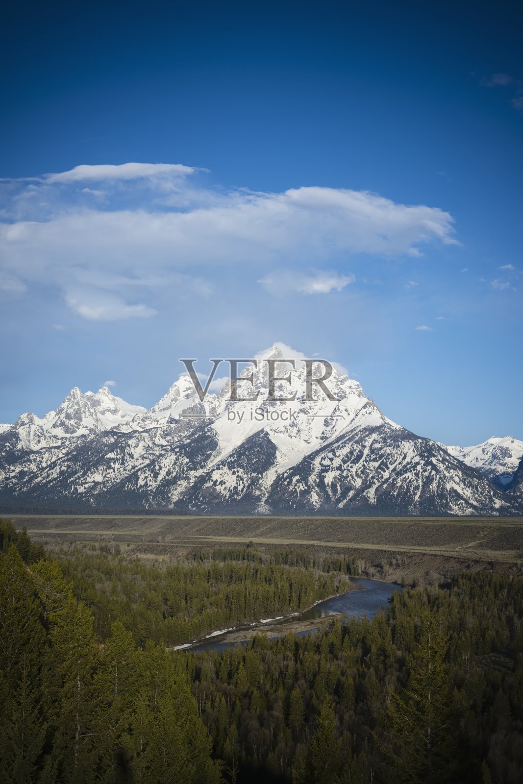 蛇河俯瞰，大提顿国家公园照片摄影图片