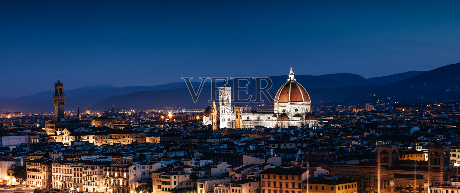 佛罗伦萨全景夜景照片摄影图片