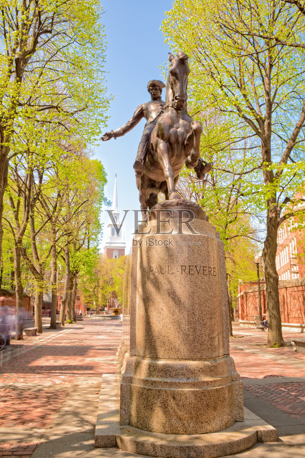 保罗·里维尔雕像，波士顿照片摄影图片