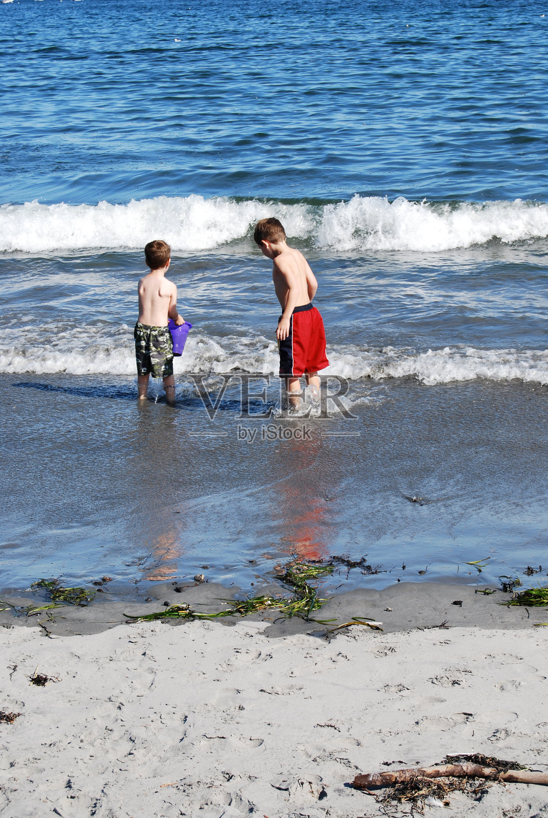 孩子们在海洋里玩耍照片摄影图片