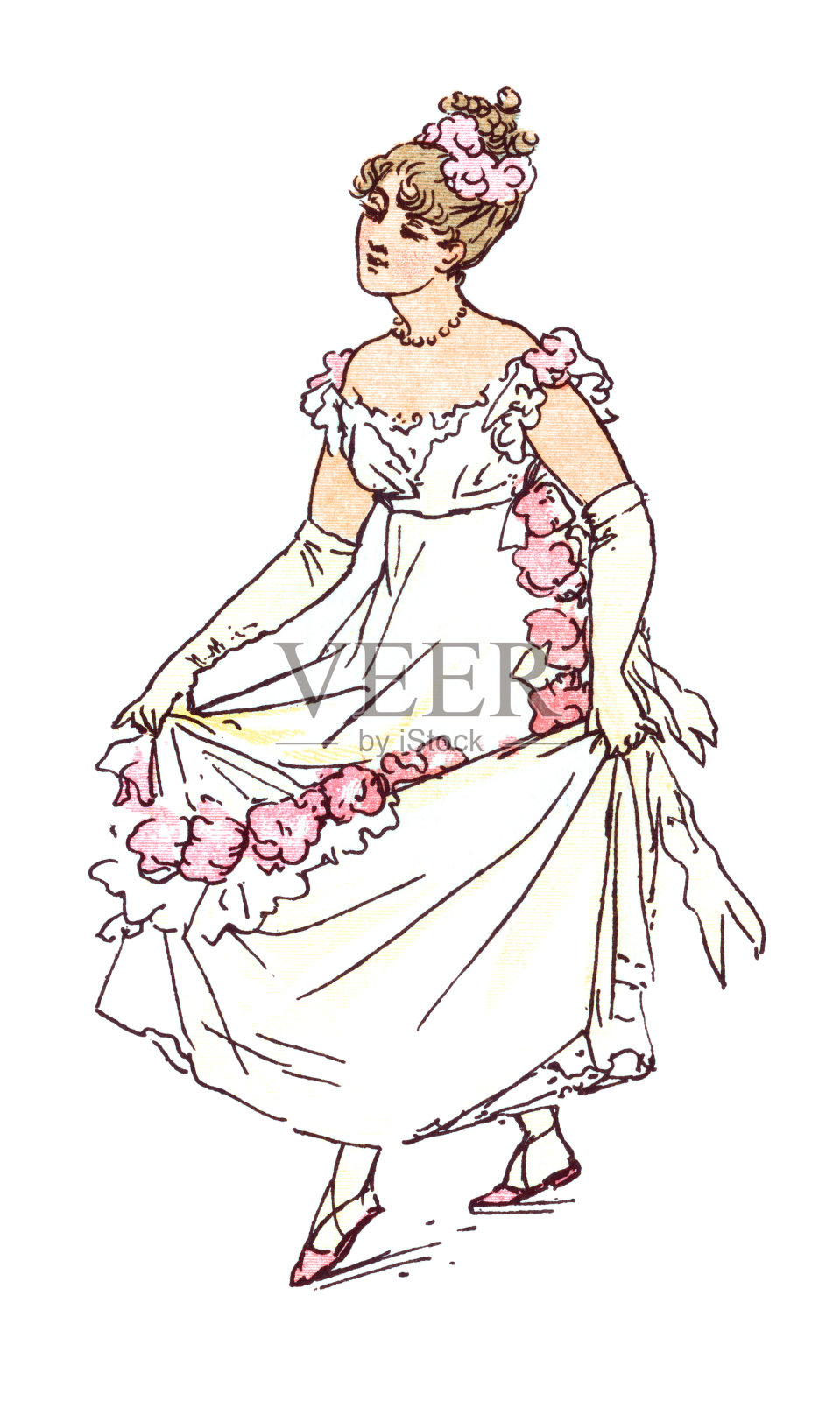 摄政时期的女士屈膝礼插画图片素材