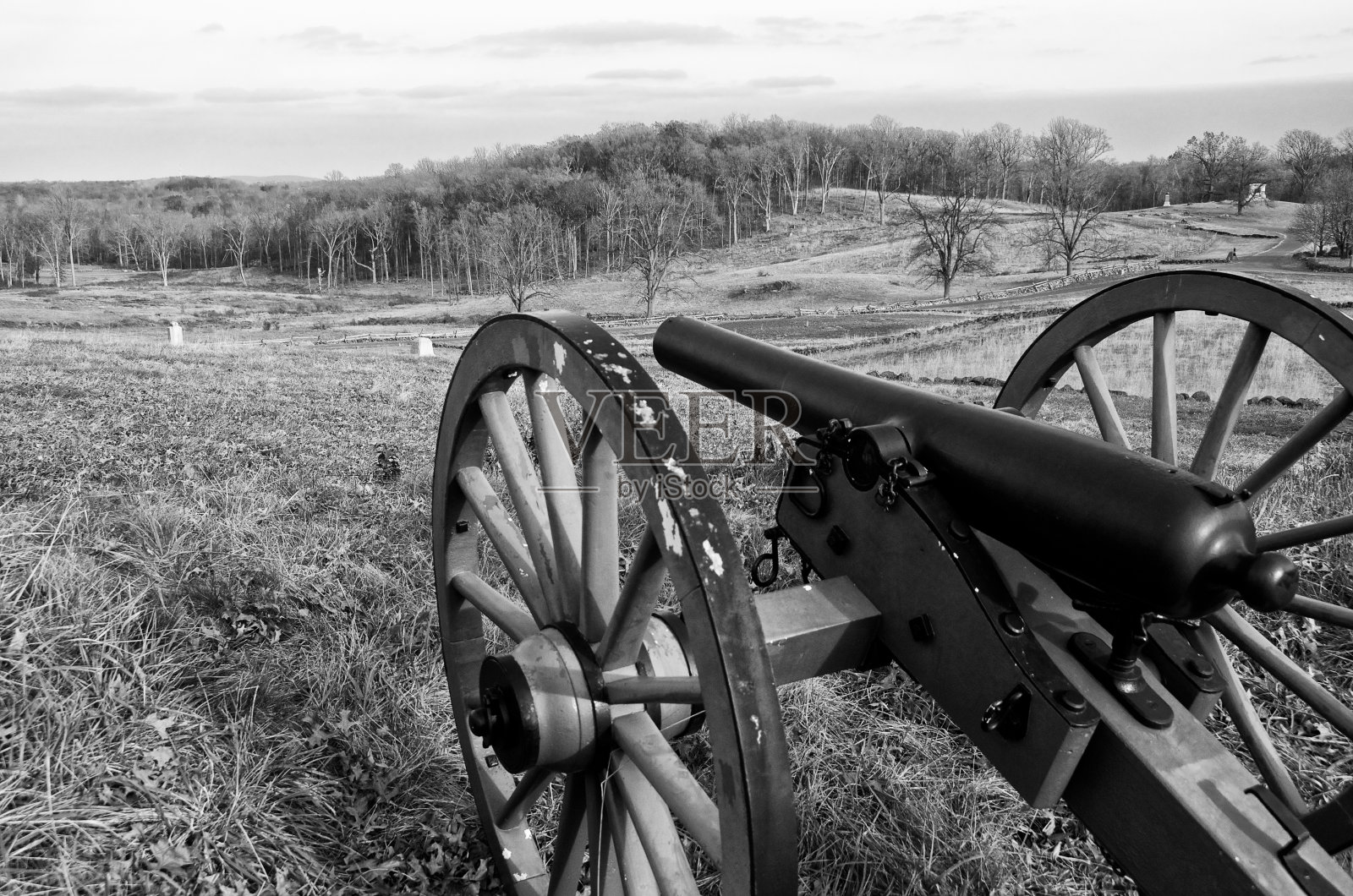葛底斯堡，宾夕法尼亚战场大炮，美国内战遗迹，美国照片摄影图片