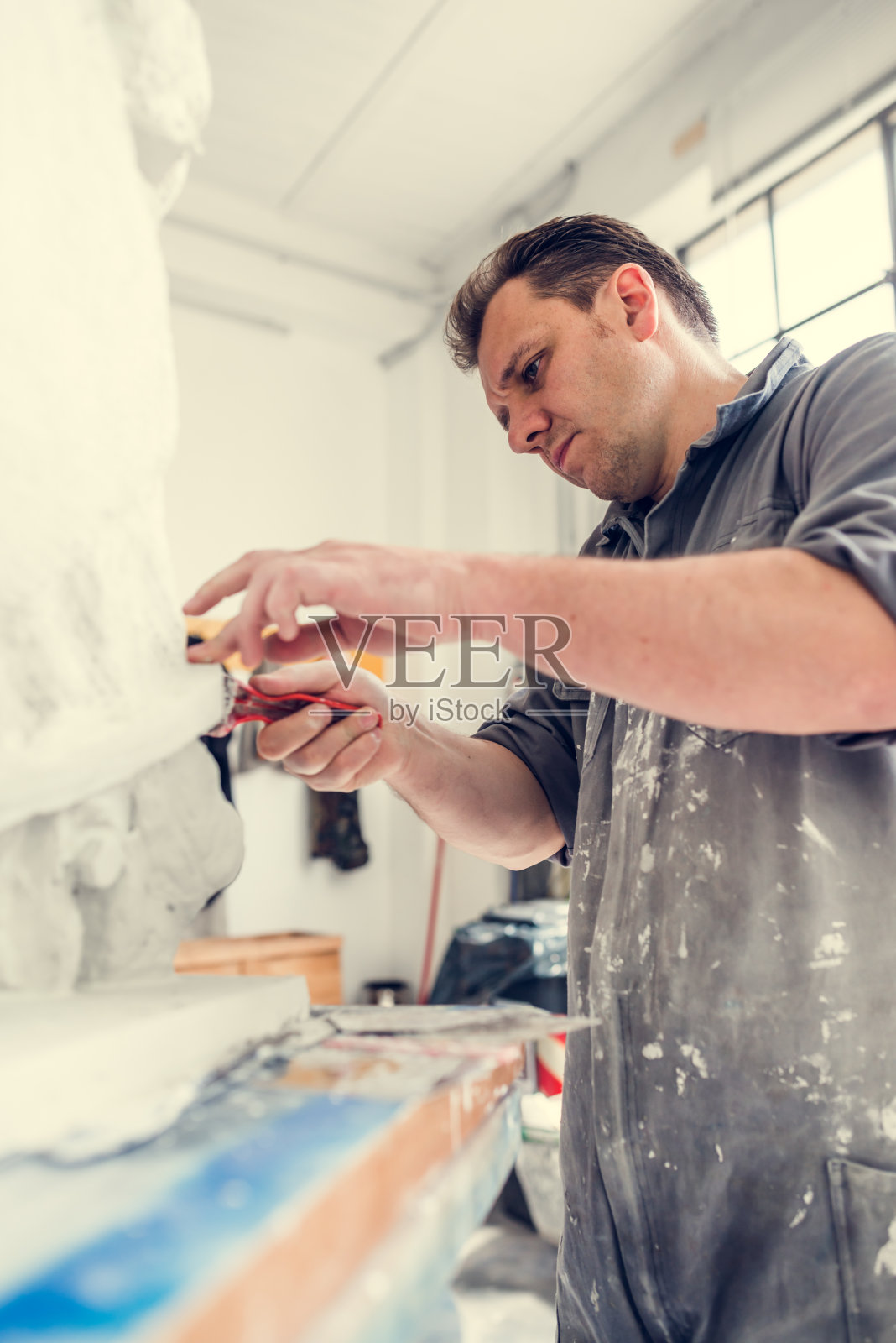 雕塑家造型石膏作品照片摄影图片