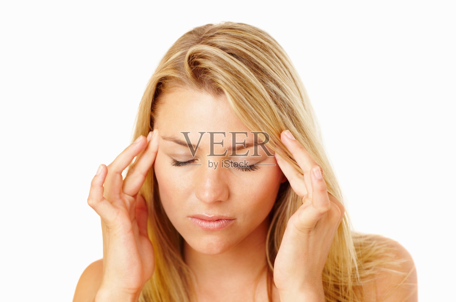 年轻沮丧的女性头痛照片摄影图片