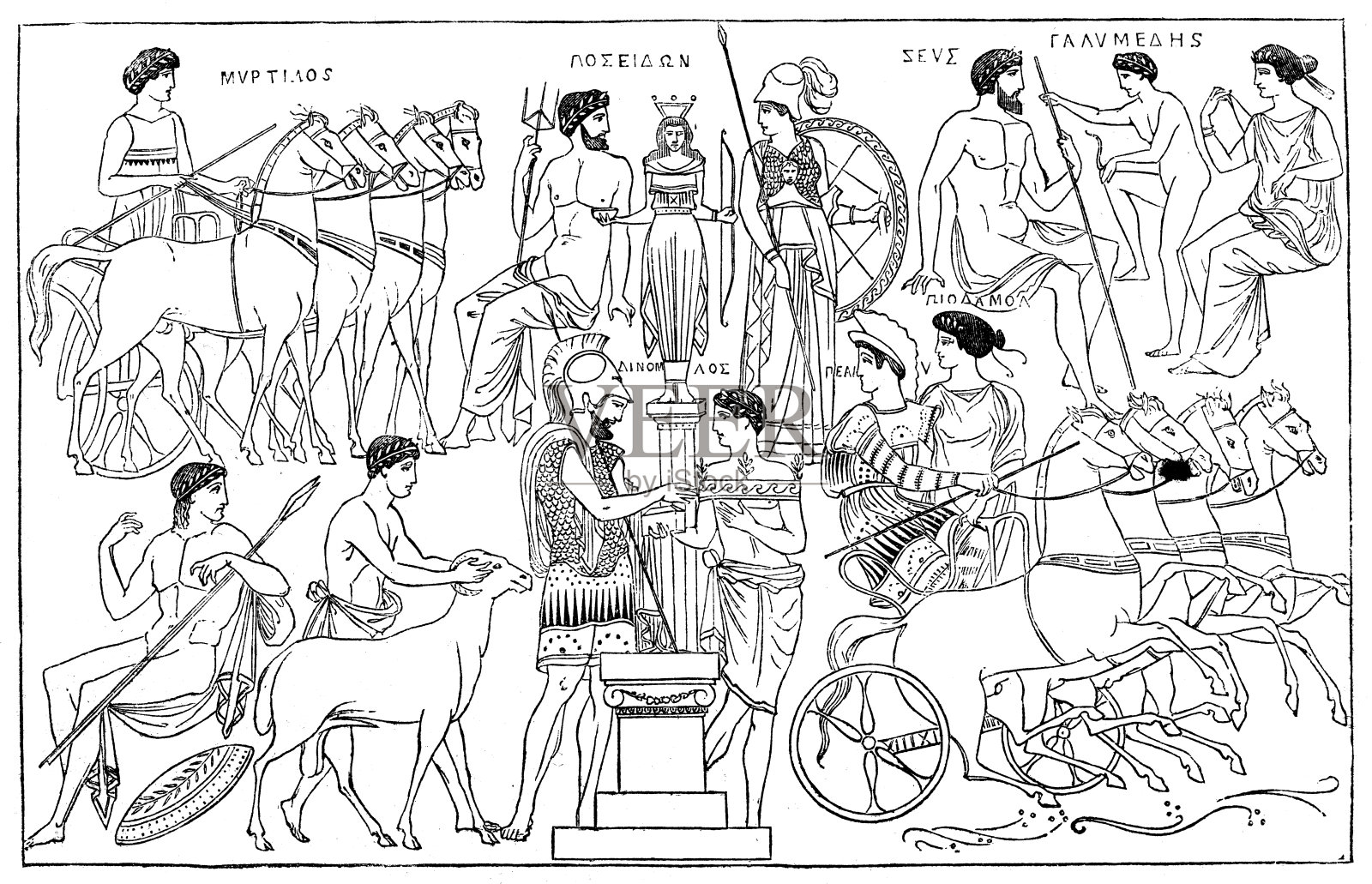 希腊绘画的古董插图插画图片素材