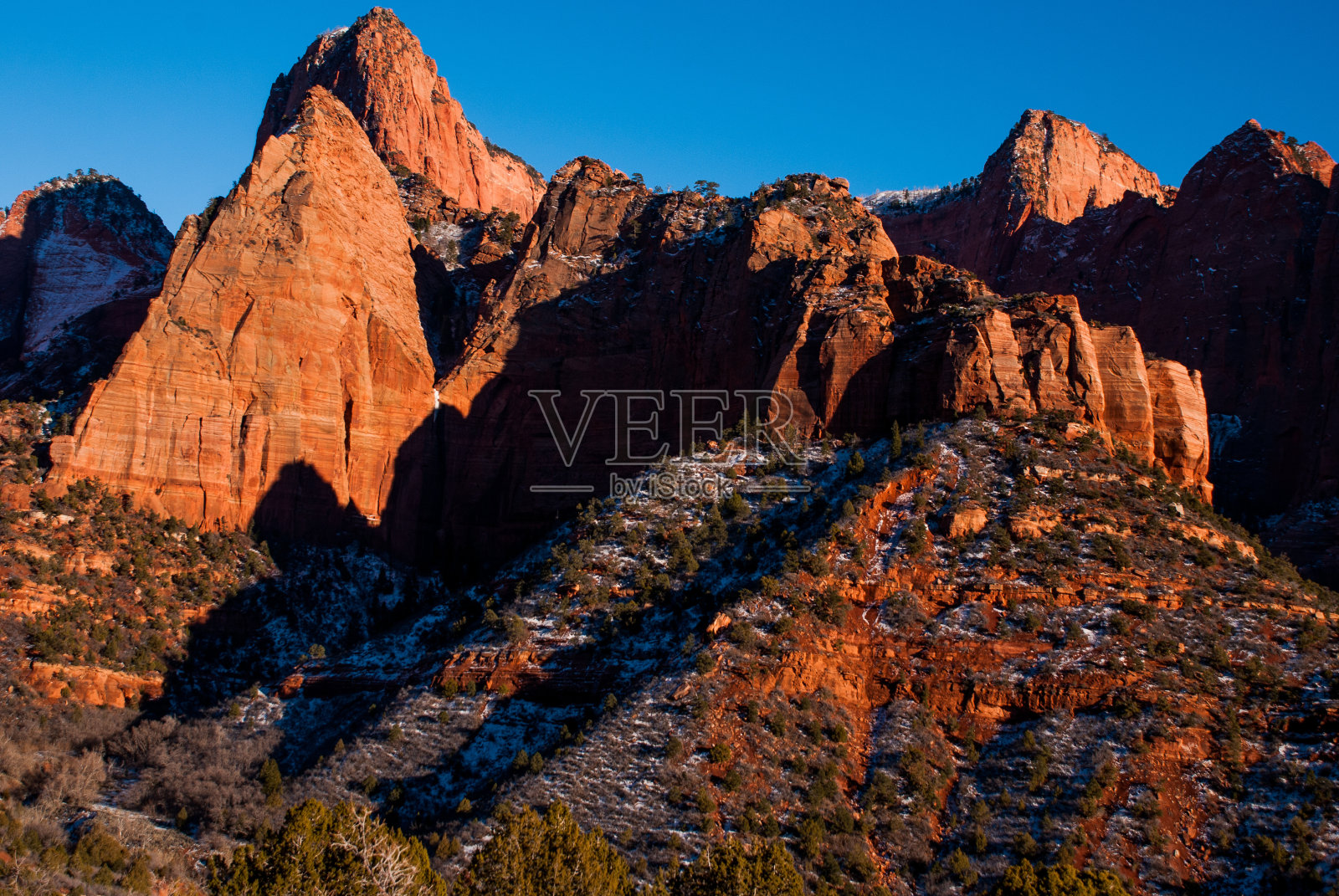 科洛布峡谷冬季景观锡安国家公园犹他州照片摄影图片