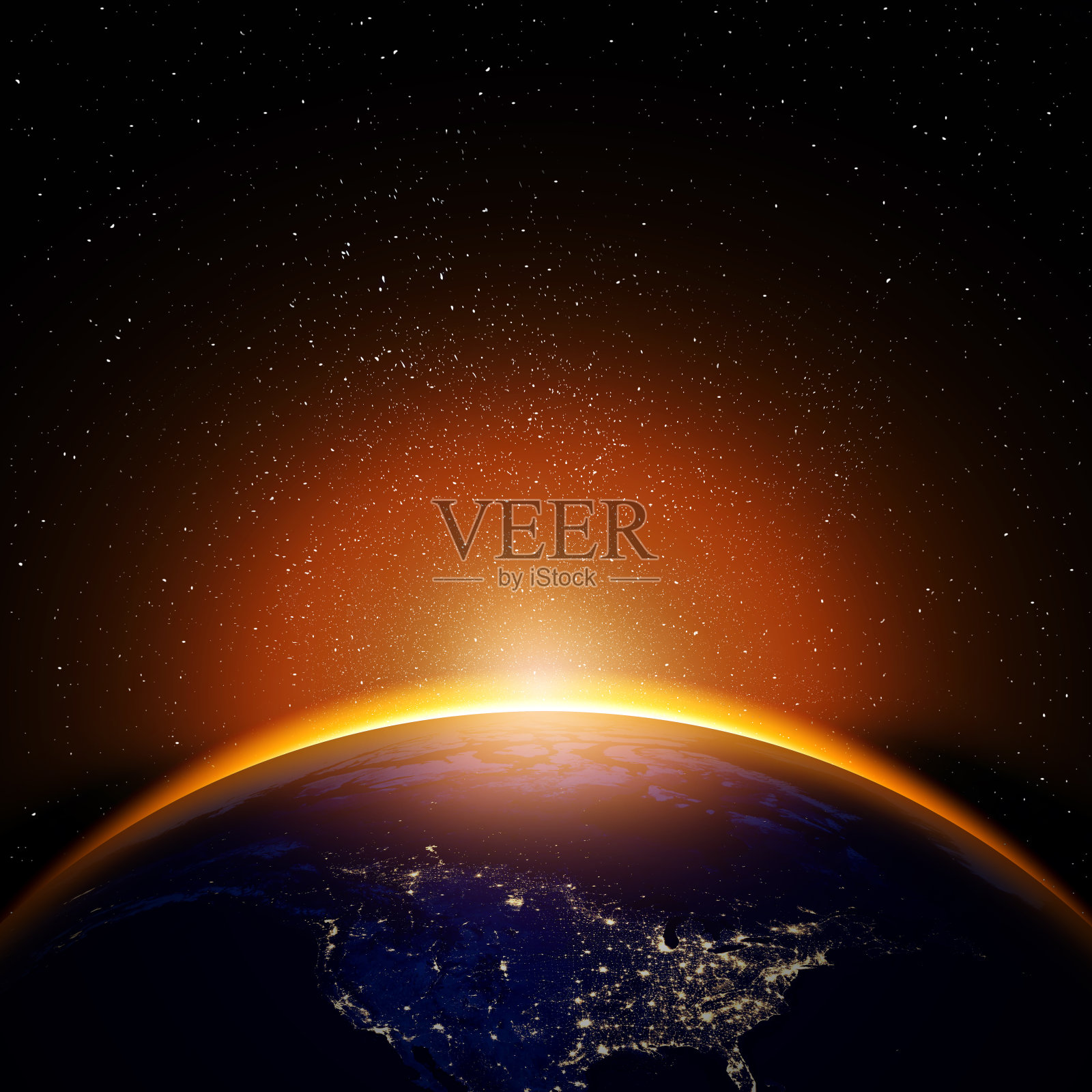 城市灯光下的夜晚地球照片摄影图片