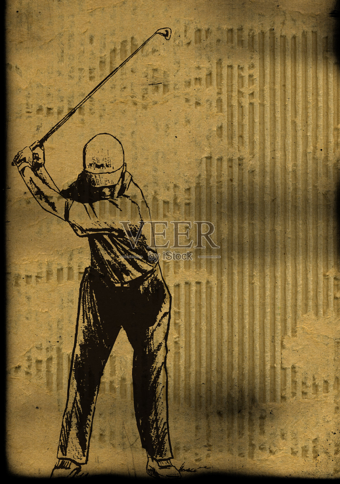 高尔夫球手挥杆高尔夫俱乐部背景插画图片素材