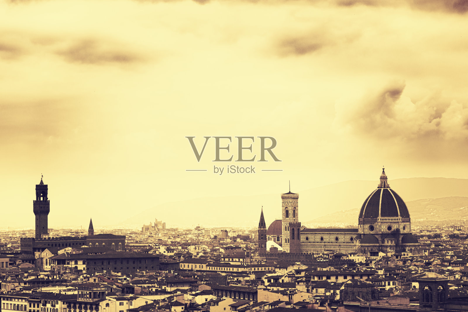 佛罗伦萨的圣玛利亚圆顶黄昏照片摄影图片