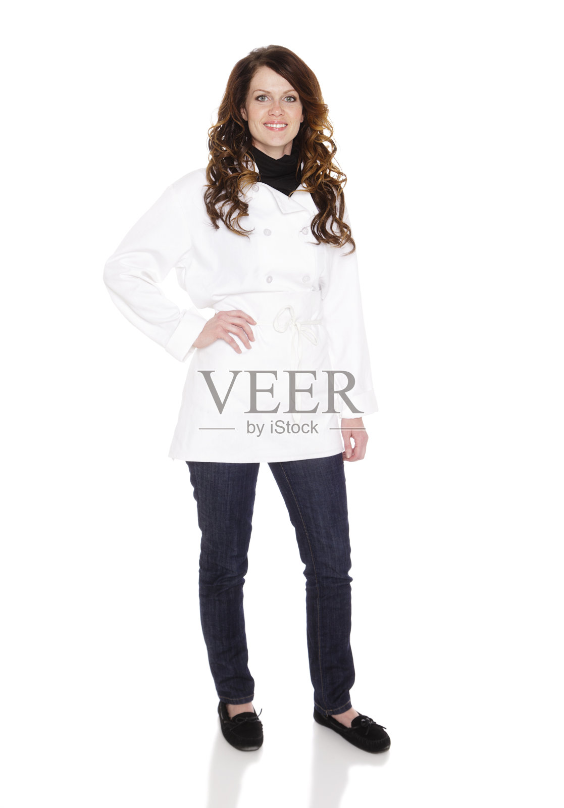 女厨师被隔离在白色照片摄影图片