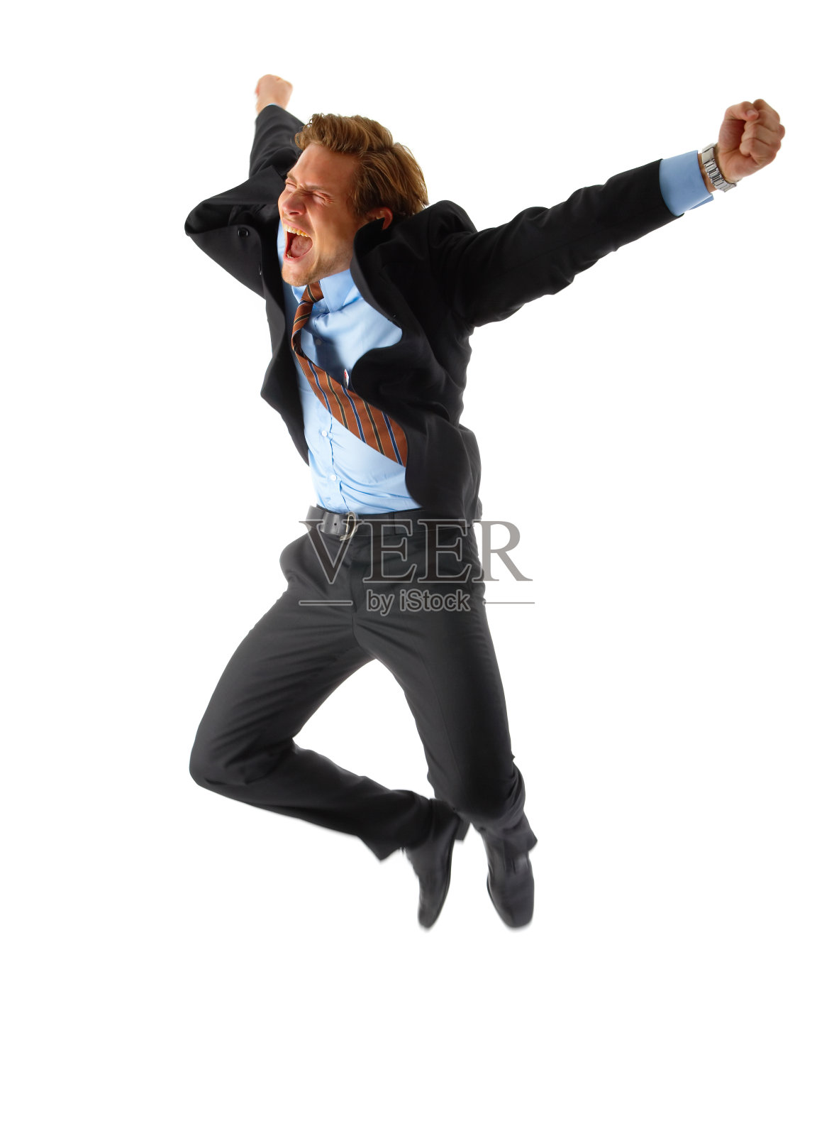 商人高兴得跳起来照片摄影图片