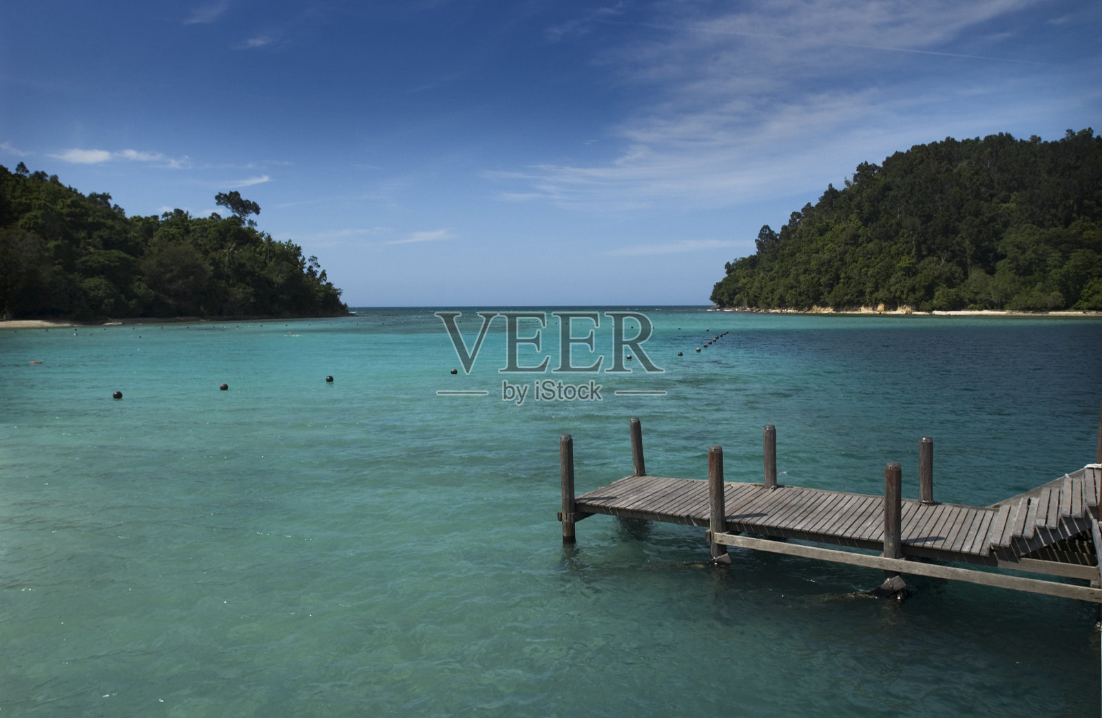 美丽的热带泻湖码头照片摄影图片