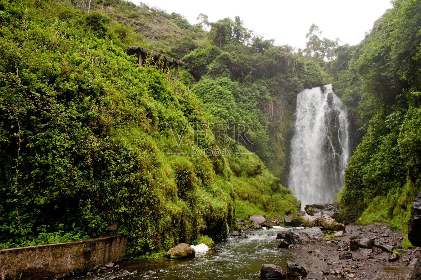 Peguche瀑布照片摄影图片