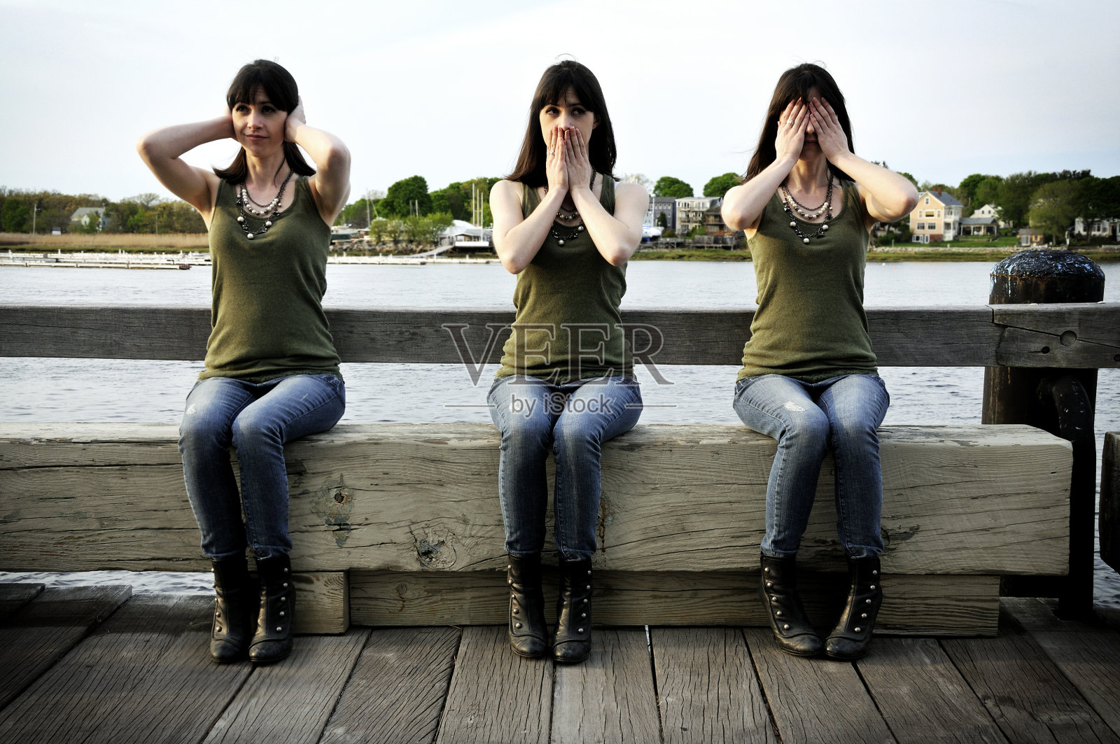 听，说，看不见邪恶(合成)照片摄影图片