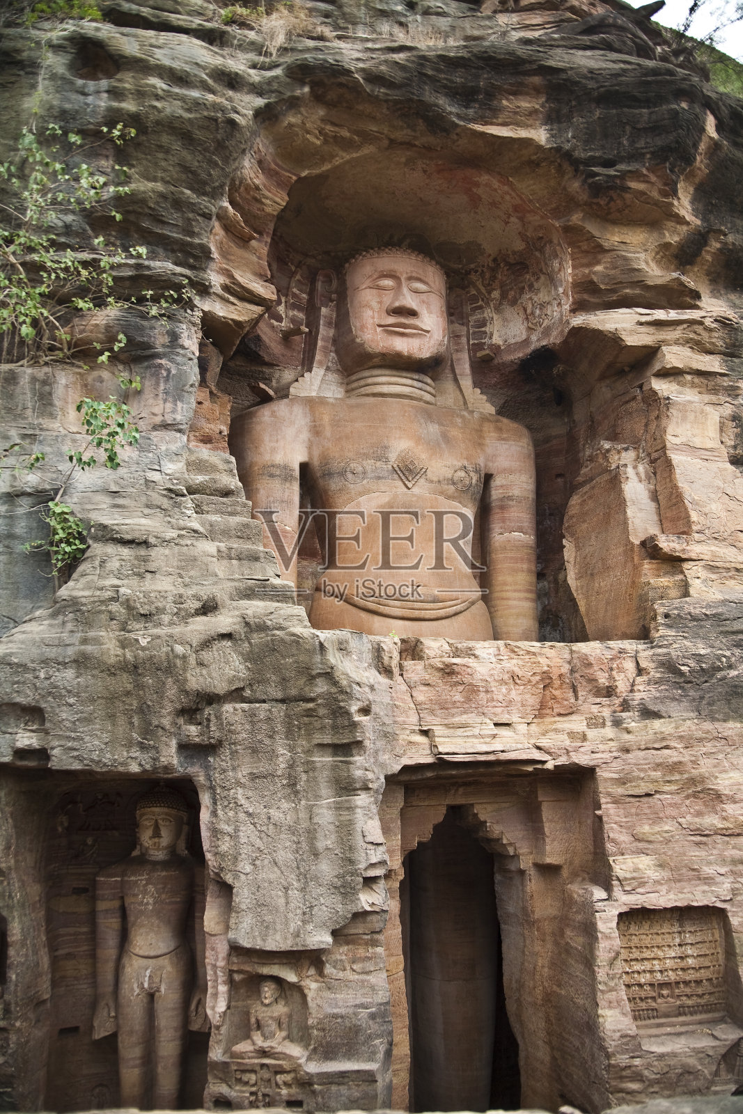 瓜廖尔的耆那教雕像照片摄影图片