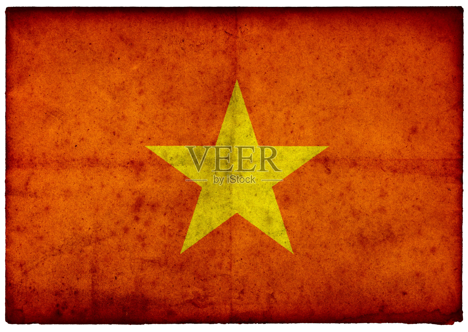 粗糙的旧明信片上的越南国旗照片摄影图片