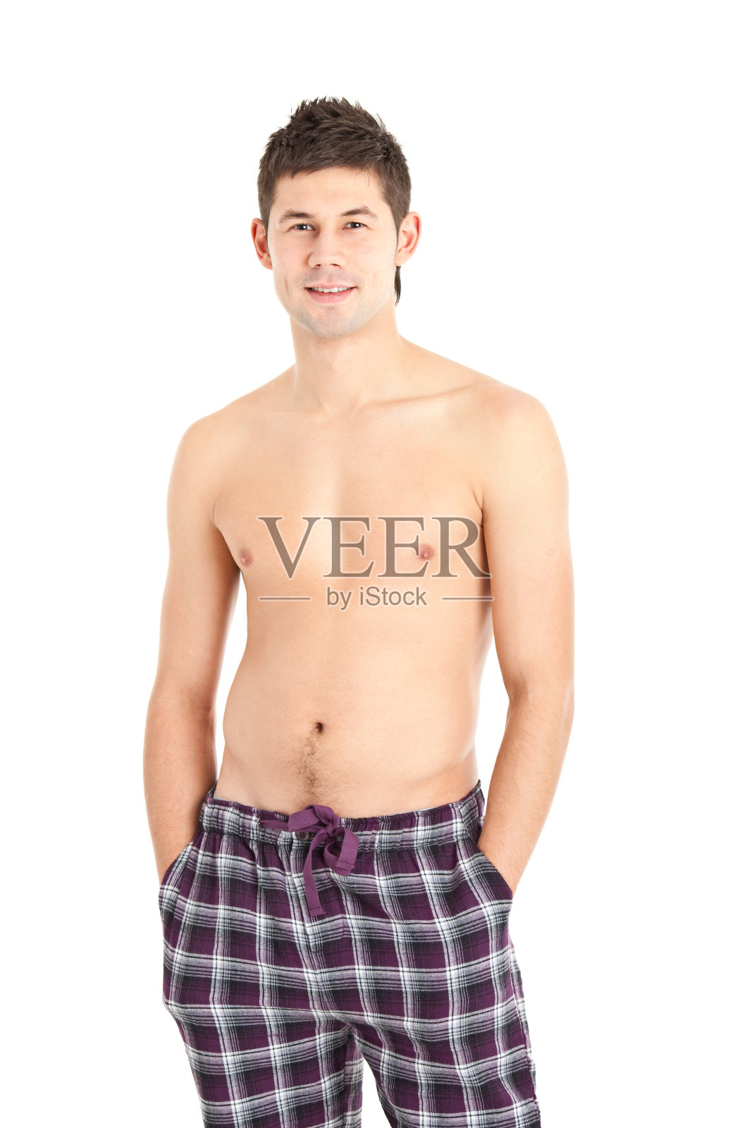 穿着睡衣的帅哥照片摄影图片