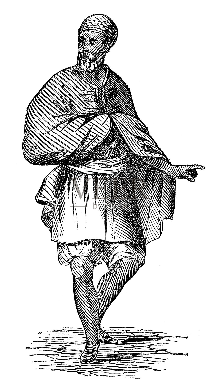 阿拉伯人肖像古董插画设计元素图片