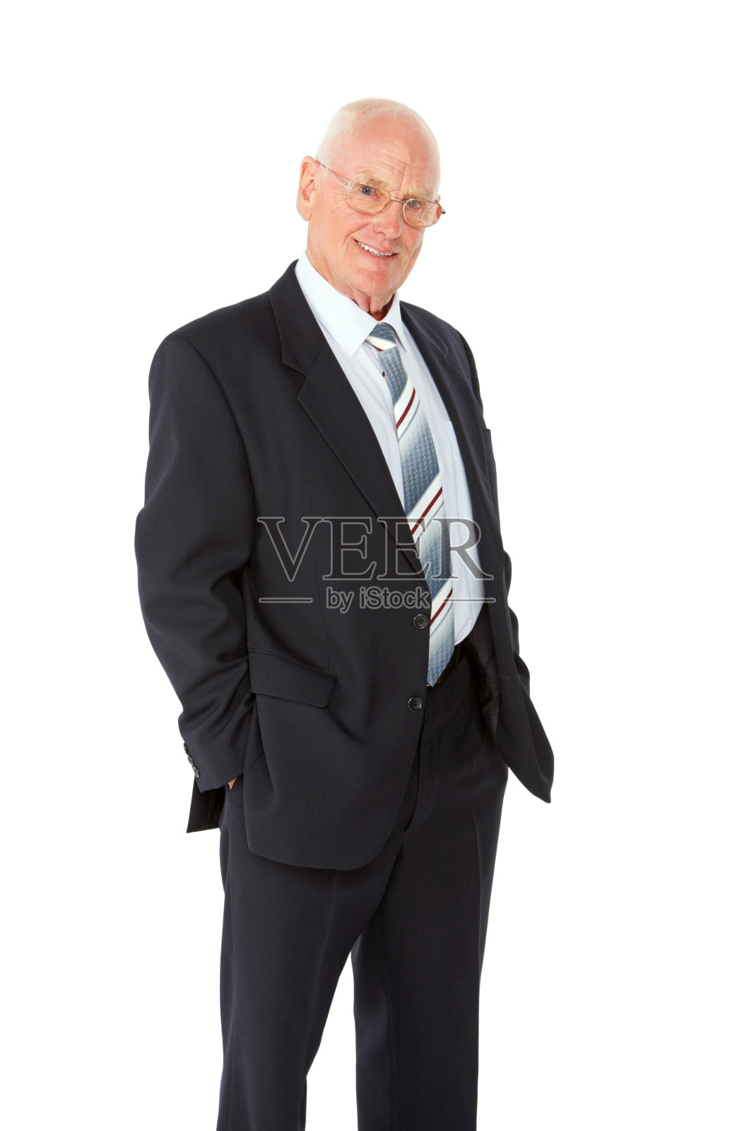 帅气的资深商人肖像上的白色照片摄影图片