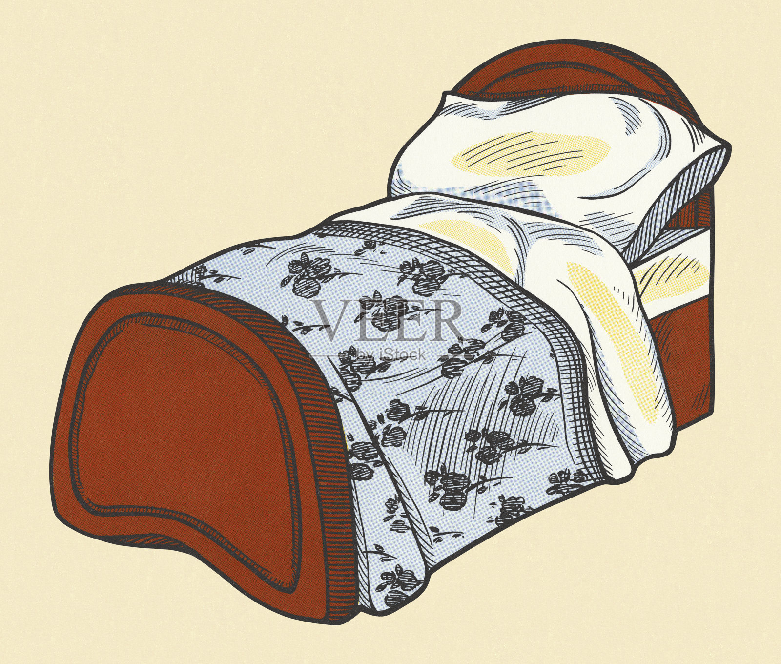 床上插画图片素材