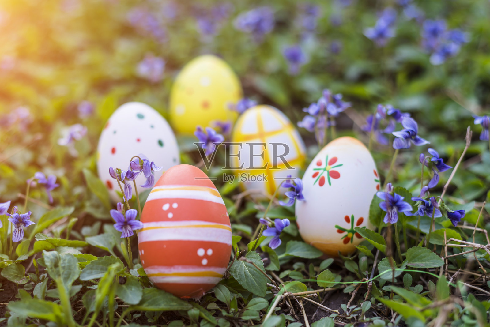 色彩斑斓的复活节彩蛋照片摄影图片