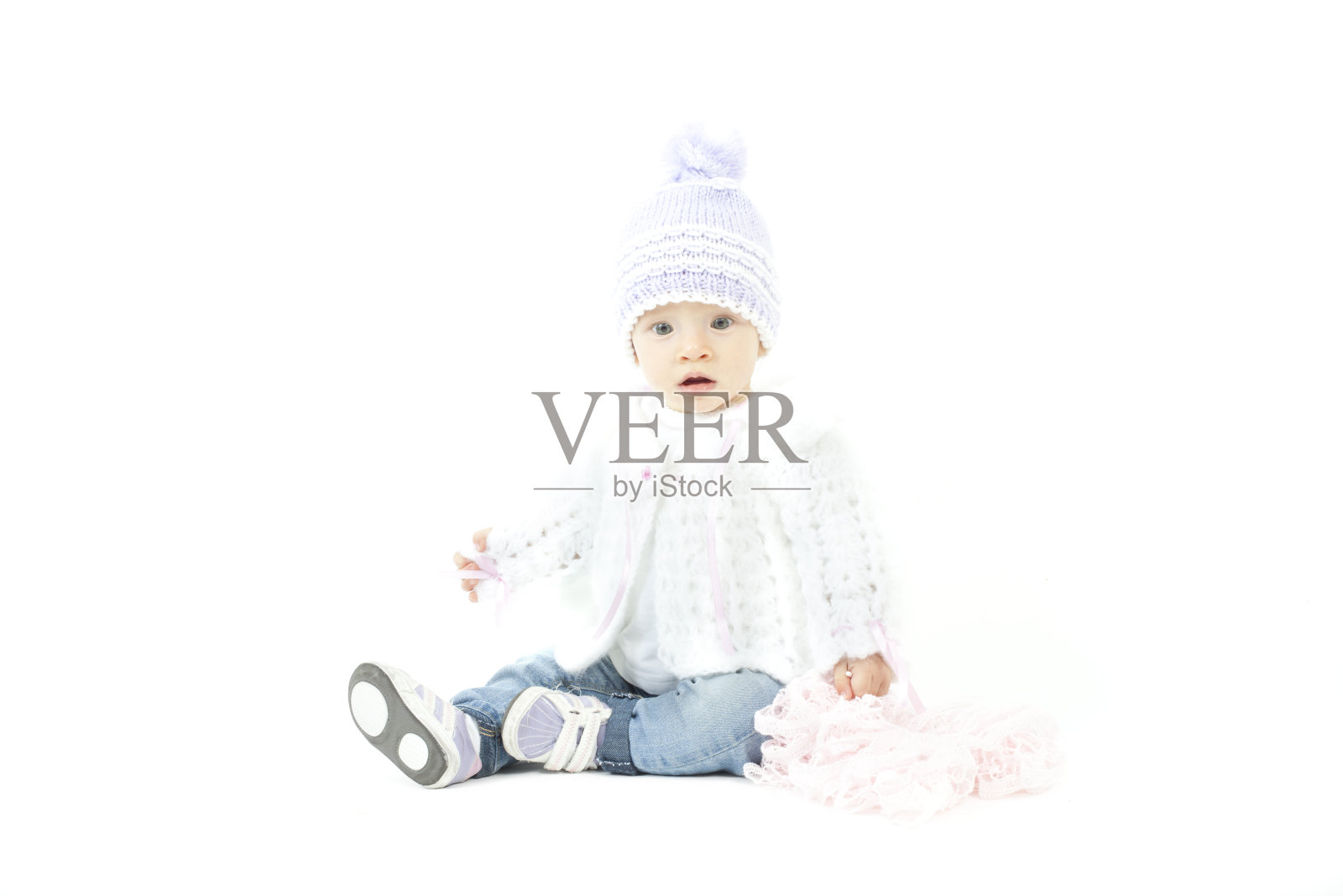 可爱的女儿在白色的背景照片摄影图片