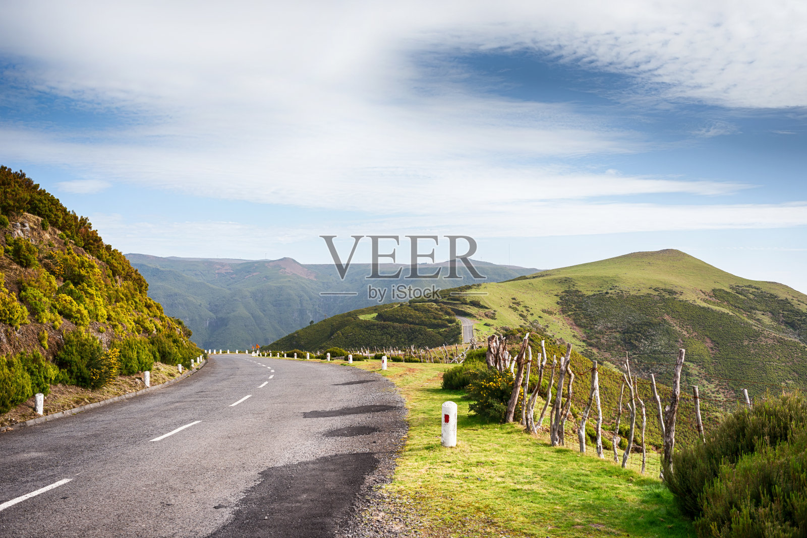 马德拉高原105号公路。照片摄影图片