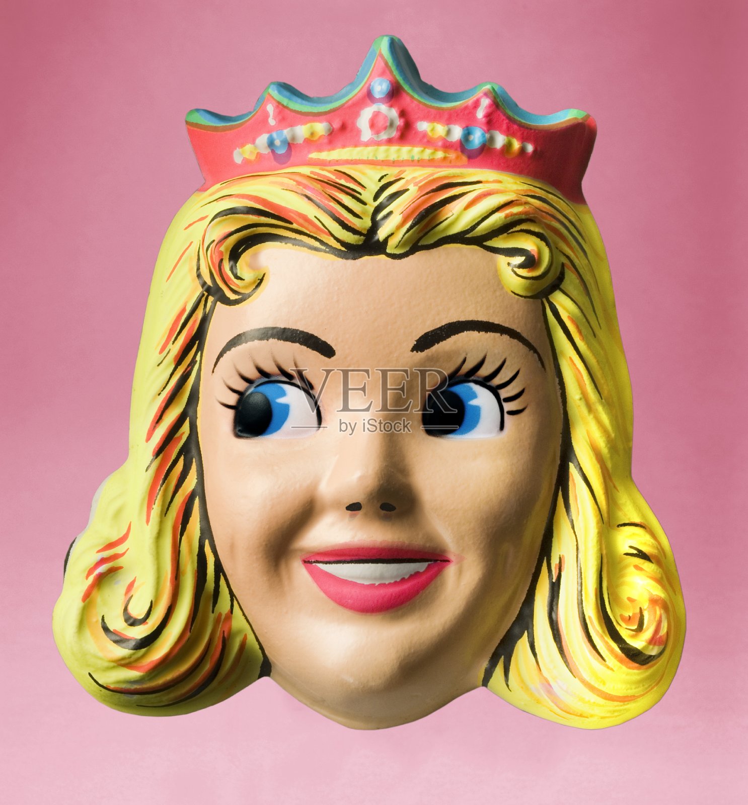 公主戴皇冠万圣节面具照片摄影图片