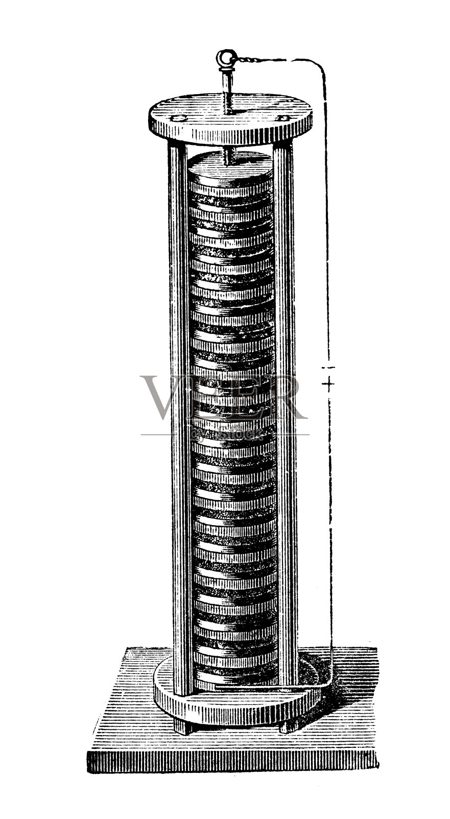电池和电力储存的古董插图设计元素图片