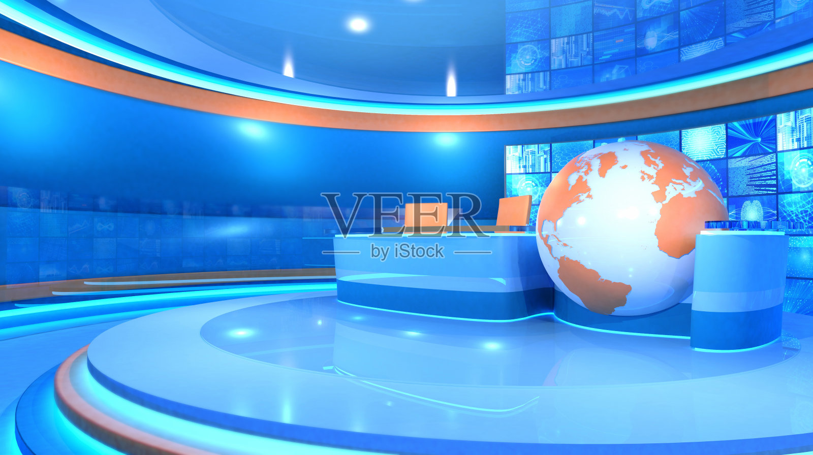 现代电视广播、虚拟电视和世界地图照片摄影图片