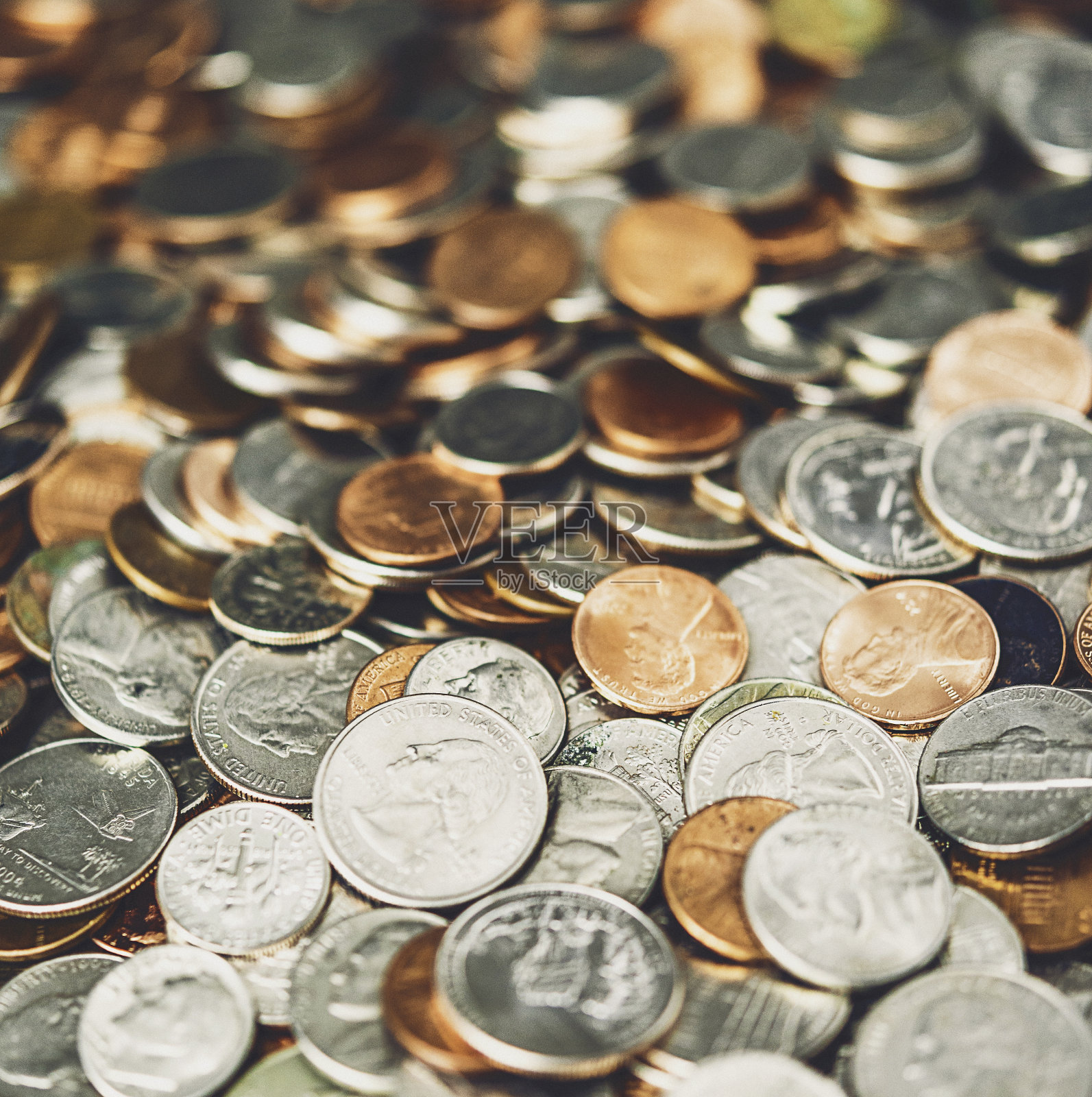 美国货币硬币背景照片摄影图片