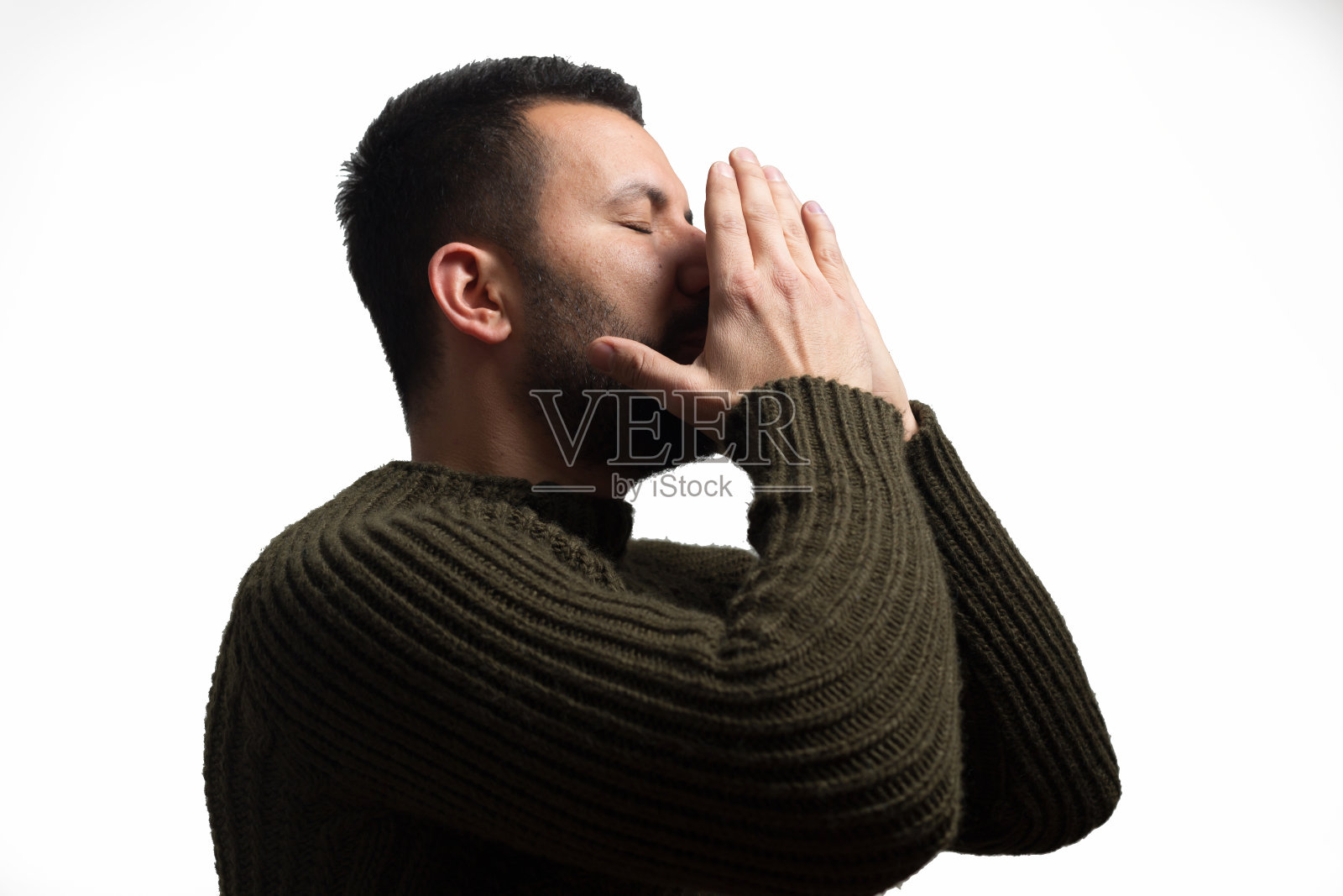 祷告在白照片摄影图片