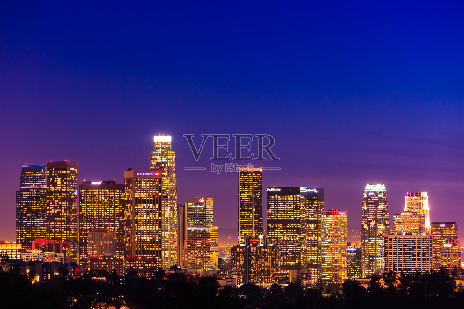 洛杉矶市中心摩天大楼的天际线，加州照片摄影图片