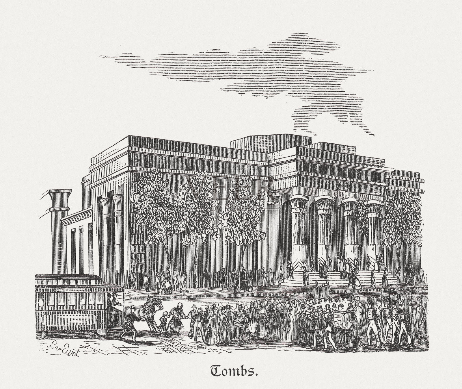 坟墓——曼哈顿的前监狱，1880年出版插画图片素材