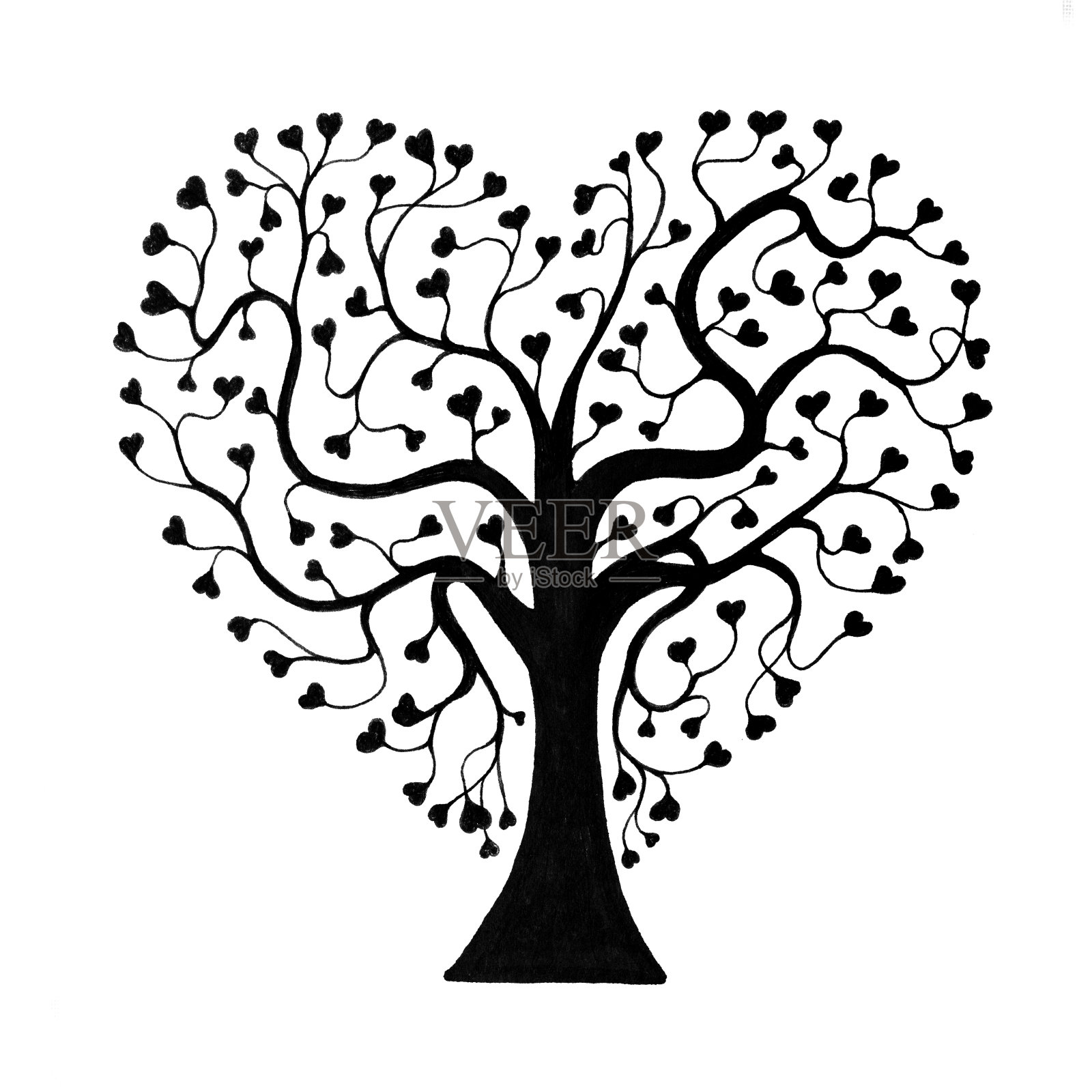 心树孤立，上白插画图片素材