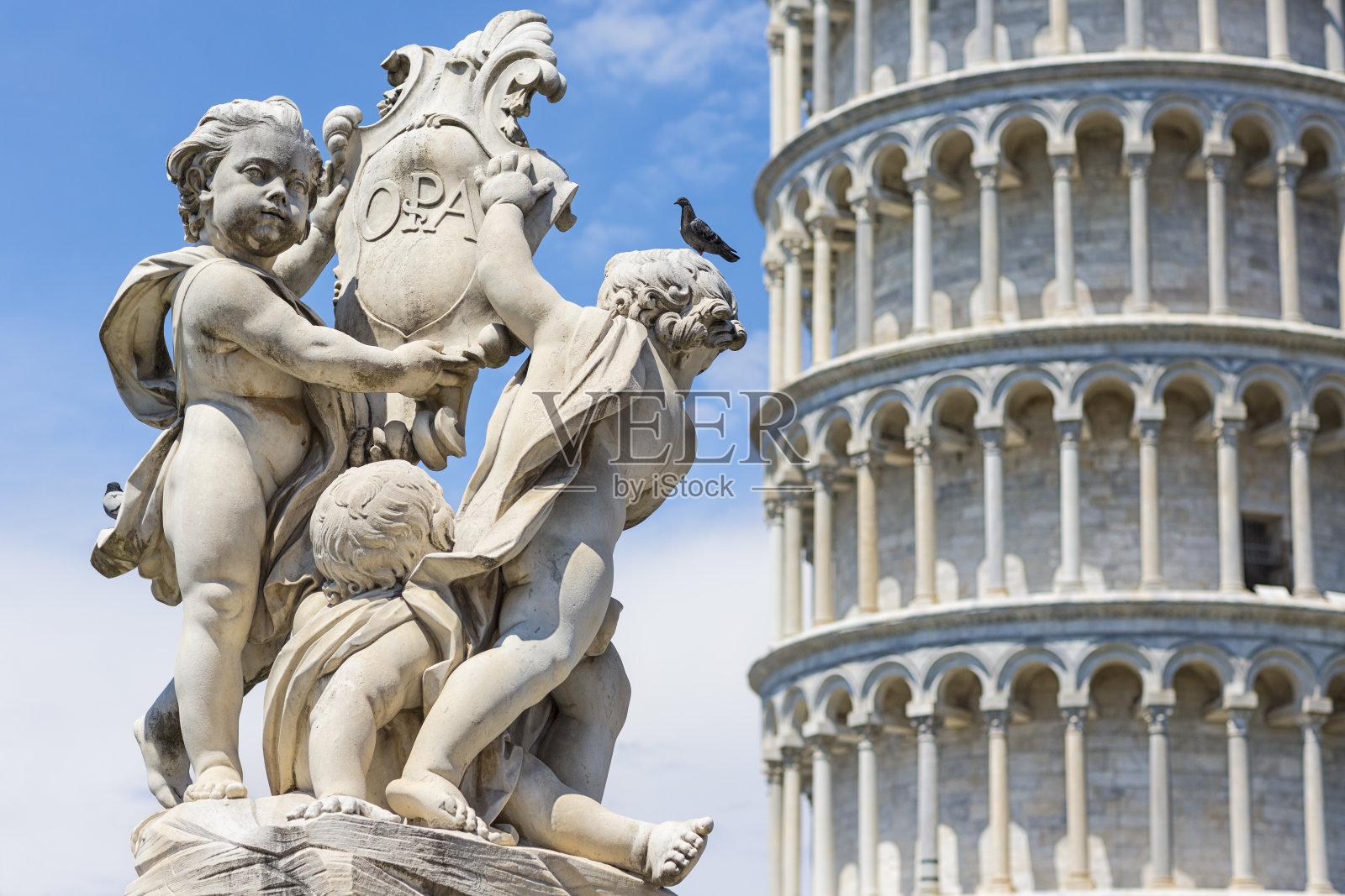 托斯卡尼意大利比萨的putti喷泉照片摄影图片