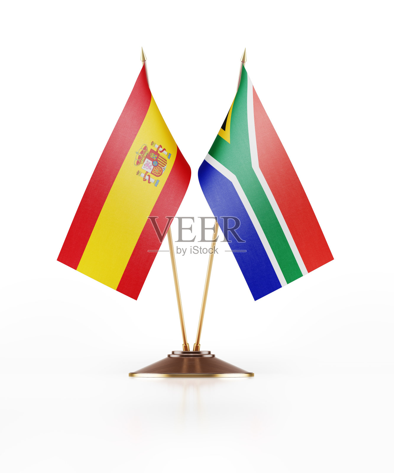 西班牙和南非的微型国旗照片摄影图片