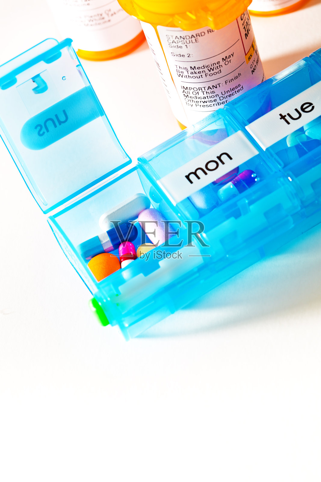 瓶装和药盒中的医疗保健和处方药照片摄影图片