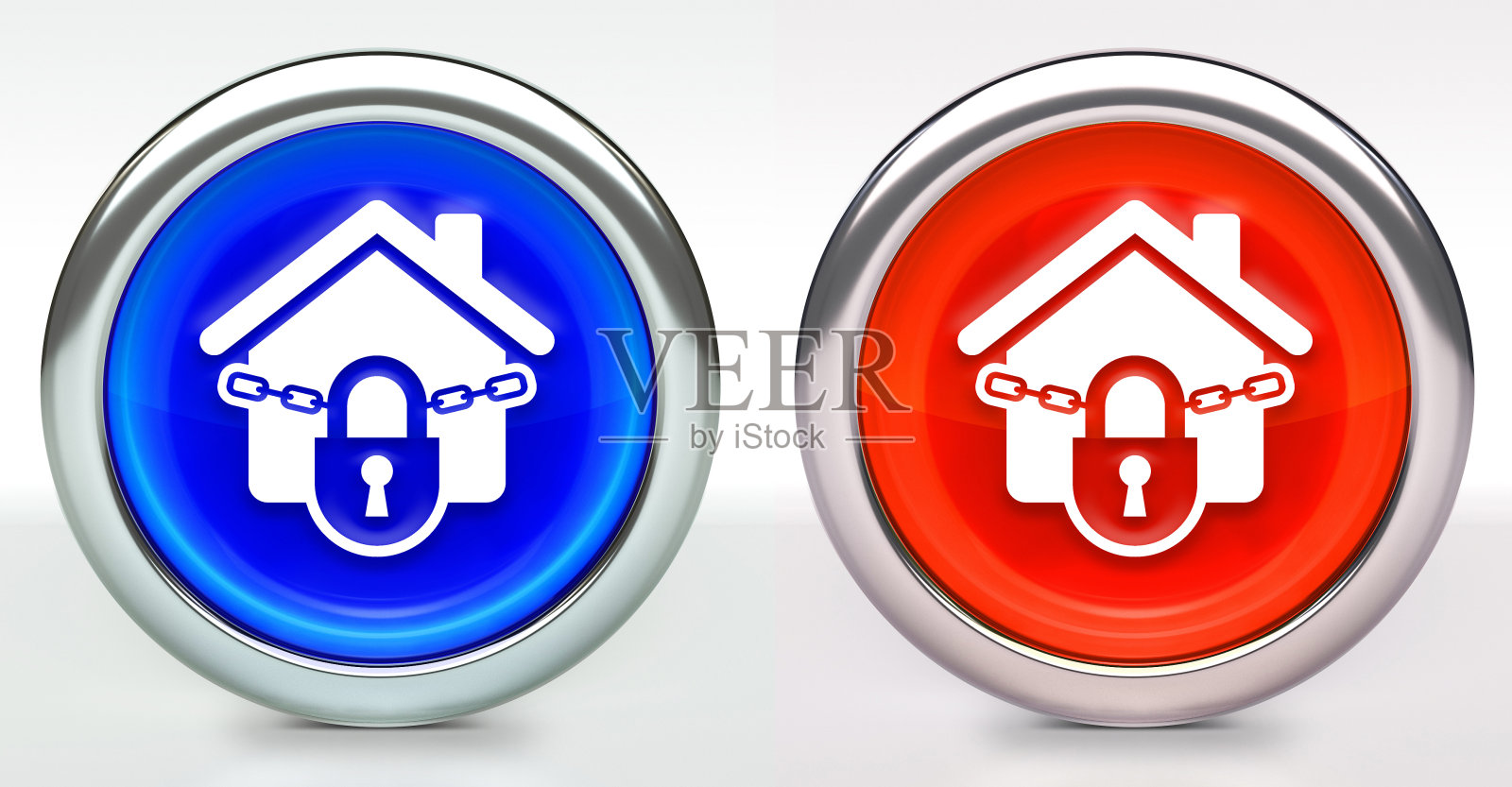 锁屋图标上的按钮与金属边缘照片摄影图片