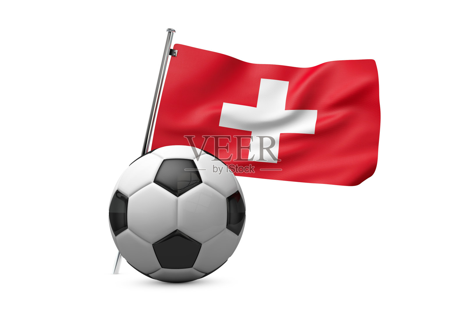 带有瑞士国旗的足球照片摄影图片