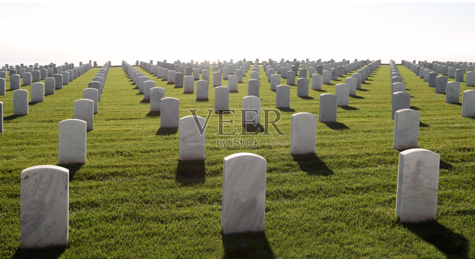 《通往地平线的军事墓碑照片摄影图片