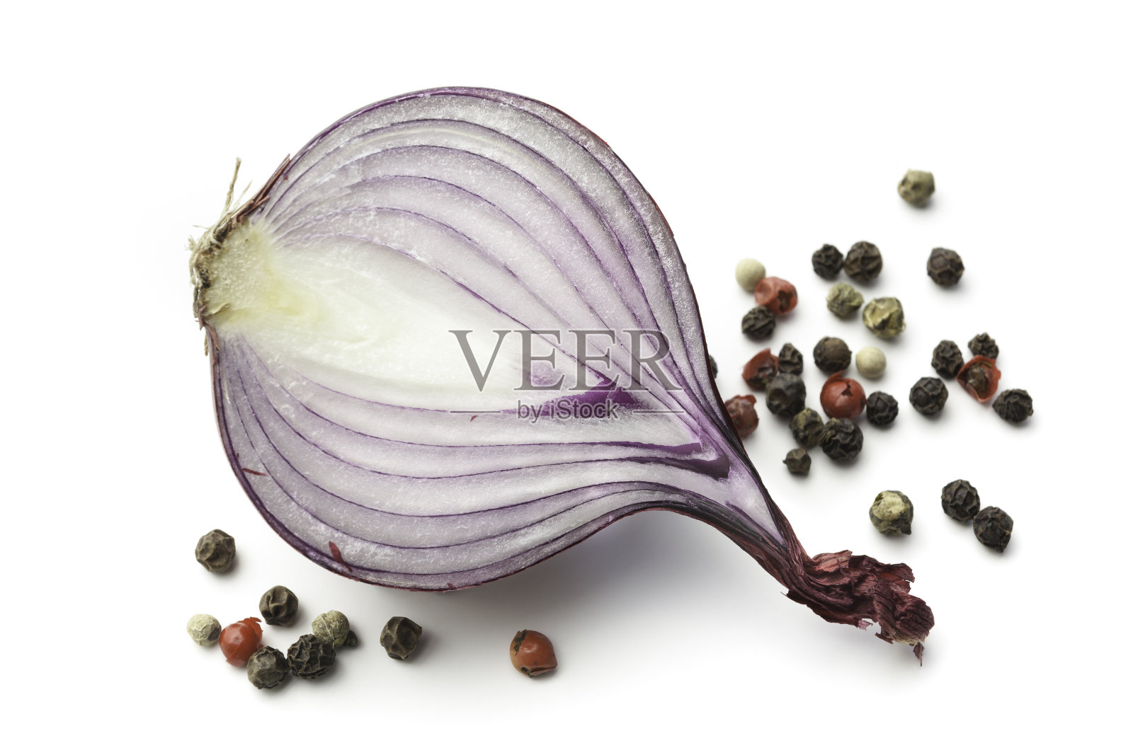 西班牙洋葱和胡椒孤立在白色背景照片摄影图片