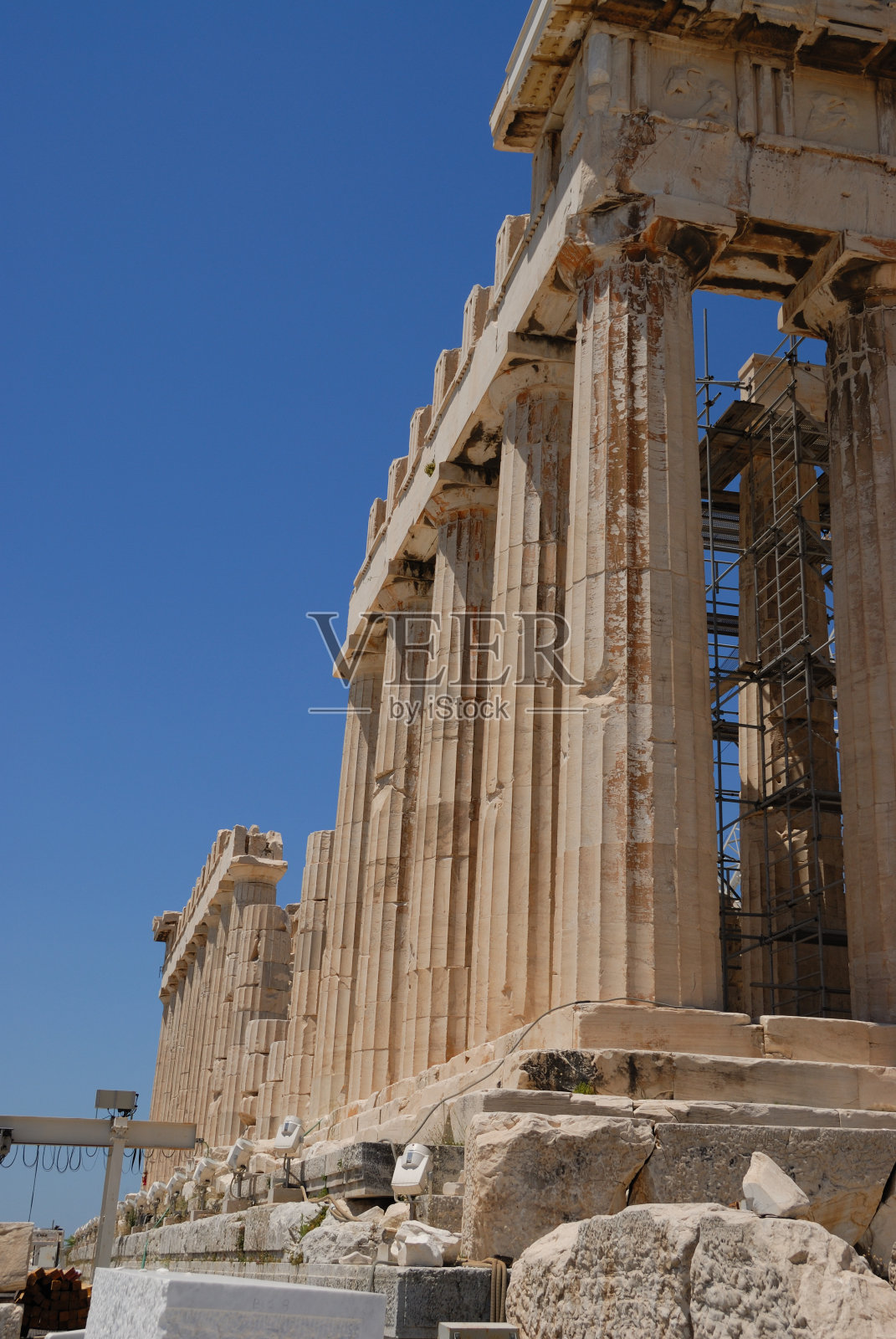 帕特农神庙的细节照片摄影图片