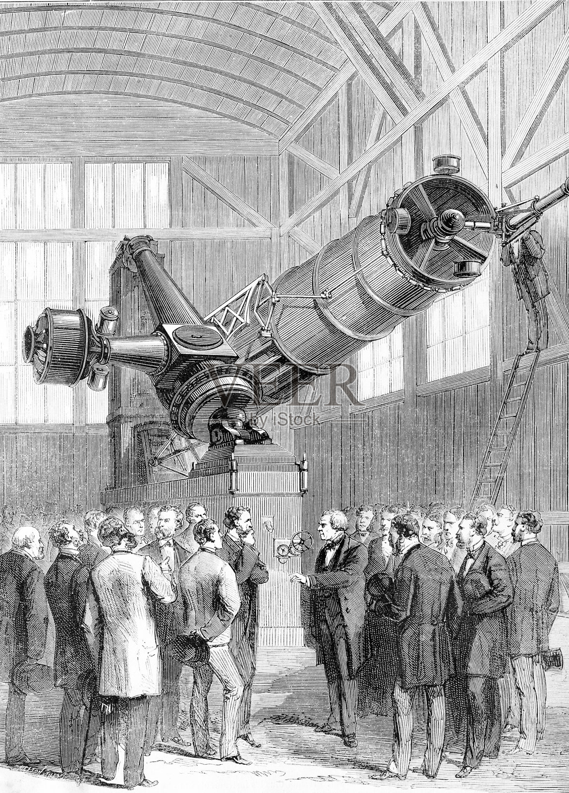 巴黎的大望远镜插画图片素材