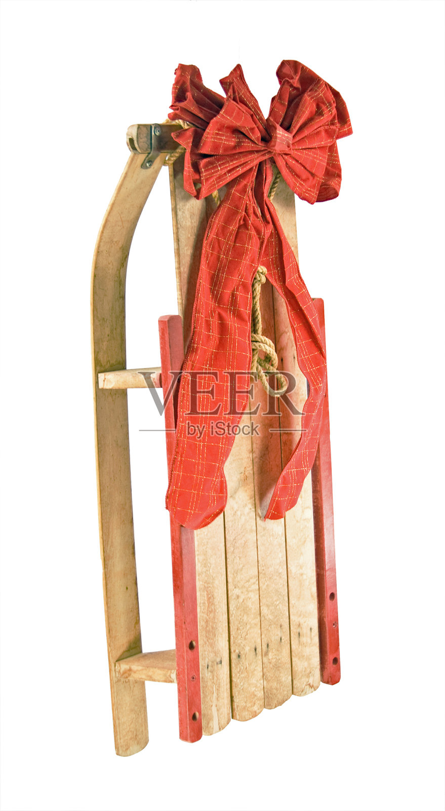 复古雪橇和红蝴蝶结照片摄影图片