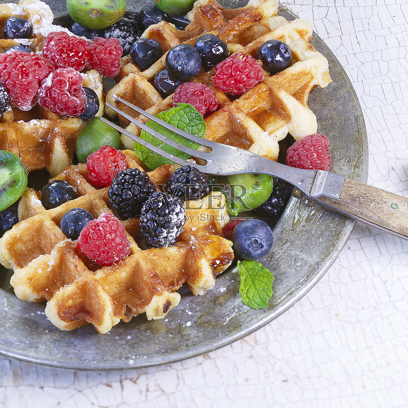 莓果华夫饼照片摄影图片