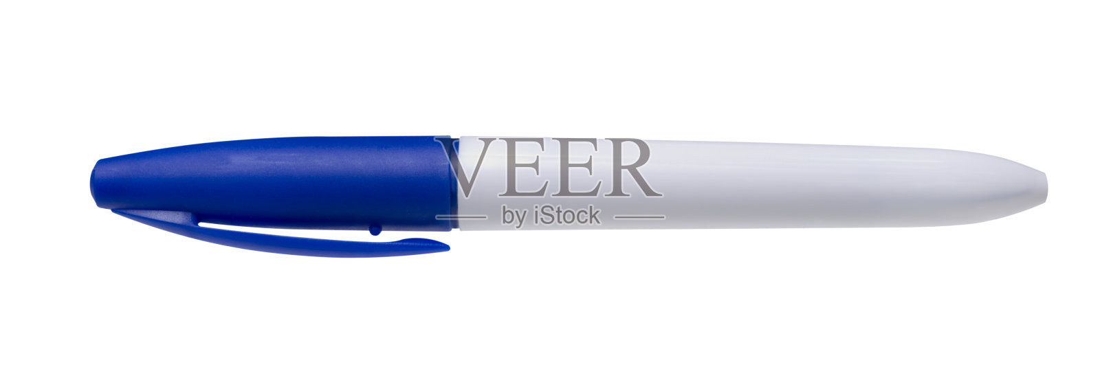 蓝色记号笔孤立在白色上照片摄影图片