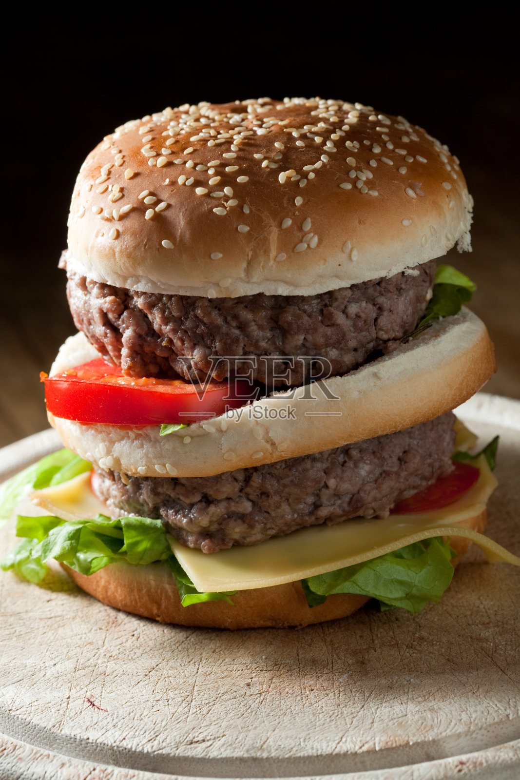 双层汉堡照片摄影图片