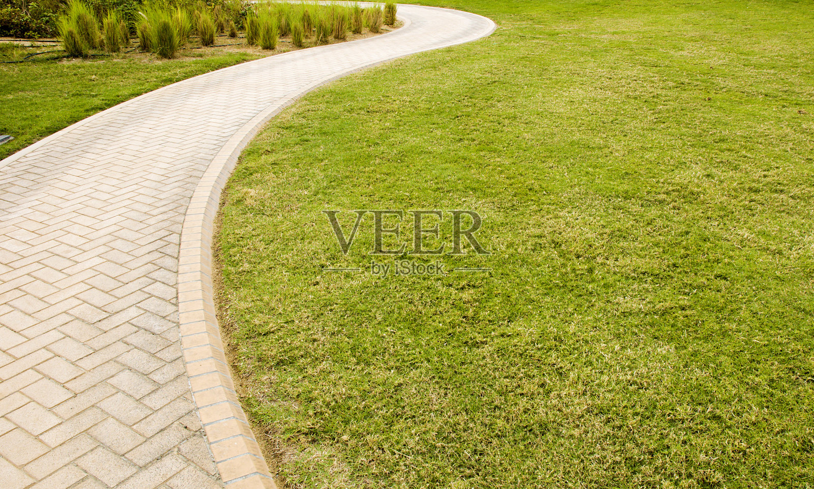 草地上的小路照片摄影图片